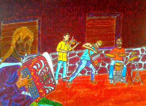 Die, la jeune accordéoniste et les musiciens belges