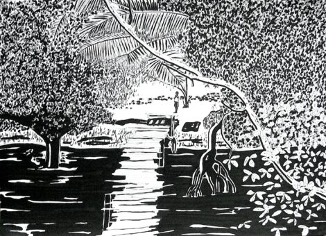 Enfant à l'entrée du ponton, Madagascar